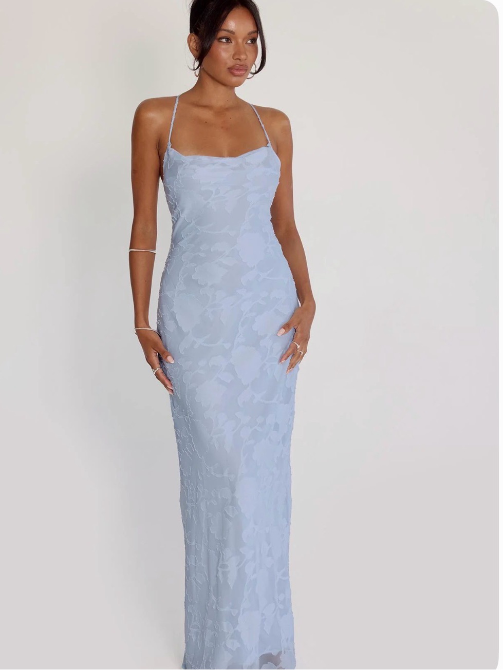 Nwt Celena Maxi Dress Blue Burnout Princess Polly